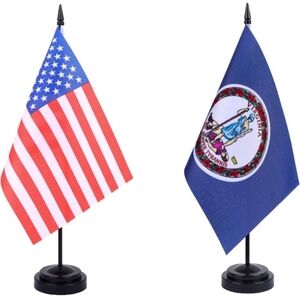 2 Pack USA & Virginia State Desk Flag Set NWT